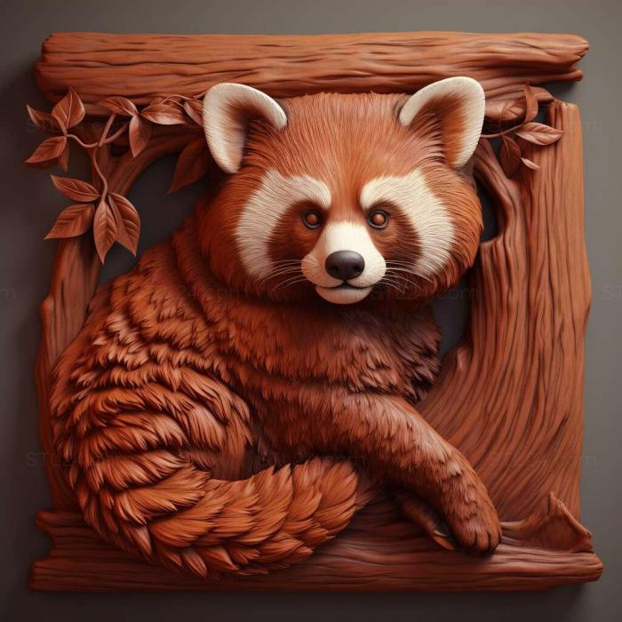 Nature and animals (red panda 4, NATURE_1664) 3D models for cnc